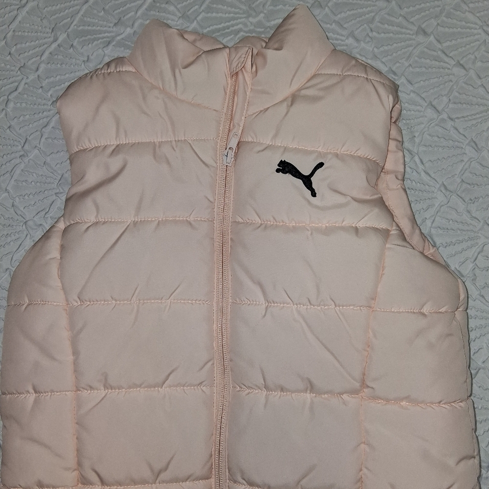 Puma Kids Light Pink Quilted Vest Size M.10/12 - Picture 4 of 16